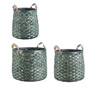 Set 3 Ceste 2 Maniglie Lisette Verde in Legno