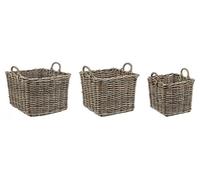 Set 3 Ceste 2 Maniglie Narra Quadrate in Fibre Naturali