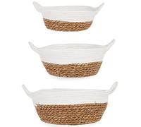 Set 3 cestini Alga manici bianchi 34 x 30 x 14