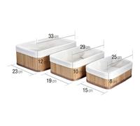 SET 3 CESTINI PORTA OGGETTI IN BAMBU' FODERA INTERNA RETTANGOLARI VERDELOOK