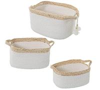 SET 3 CESTOS HOJAS MAÍZ/ALGODÓN NATURAL/BLANCO 35X21X21+31X21X18+28X18X15CM