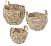 SET 3 CESTOS HOJAS MAÍZ NATURAL C/ASAS °34X27+°30X24+°26X21CM