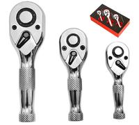 SET 3 CHIAVI A CRICCHETTO MANICO CORTO 1/2 - 3/8 - 1/4 IN ACCIAO FORGIATO CROMAT