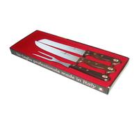 Set 3 coltelli in manico di palissandro lame inox , Coltello per pane, coltello per arrosto e forchettone