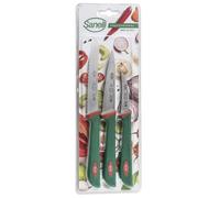 Sanelli Blister Mix 3 Spelucchino Cm.10, Pomodoro Cm.12, Verdura Cm.6 Premana, Manico con tecnologia antibatterica Verde e Rosso - verde acciaio inox 662603