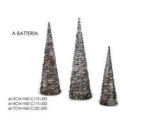 Set 3 Coni Alberi Natalizi Luminosi a Batteria con LED - 40, 50 e 60 cm [EEK: A++]