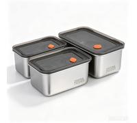 Set 3 Contenitori Metallo Anti-perdita Cucina | Design anti-perdita, mantiene cibi freschi, perfetto per trasporto, pranzo fuori per casa, sicuro