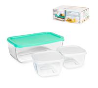Set 3 Contenitori Vetro con Coperchio Combo Set Ermetico Cucina - Pasabahce