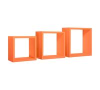 SET 3 CUBI MENSOLE PARETE ARANCIO SCAFFALE SALOTTO SOGGIORNO CAMERA INCUBO