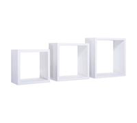 SET 3 CUBI MENSOLE PARETE BIANCO SCAFFALE SALOTTO SOGGIORNO CAMERA INCUBO