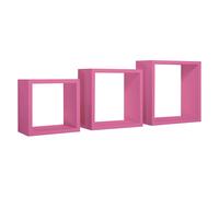 SET 3 CUBI MENSOLE PARETE FUXIA SCAFFALE SALOTTO SOGGIORNO CAMERA INCUBO