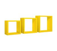 SET 3 CUBI MENSOLE PARETE GIALLO SCAFFALE SALOTTO SOGGIORNO CAMERA INCUBO