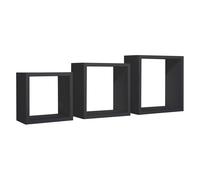 SET 3 CUBI MENSOLE PARETE NERO SCAFFALE SALOTTO SOGGIORNO CAMERA INCUBO
