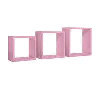 SET 3 CUBI MENSOLE PARETE ROSA SCAFFALE SALOTTO SOGGIORNO CAMERA INCUBO