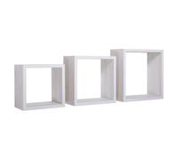 SET 3 CUBI MENSOLE PARETE ROVERE BIANCO SCAFFALE SALOTTO SOGGIORNO CAMERA INCUBO