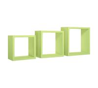 SET 3 CUBI MENSOLE PARETE VERDE SCAFFALE SALOTTO SOGGIORNO CAMERA INCUBO