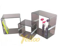 SET 3 CUBI TAVOLINI DESIGN TAVOLINO MOBILI PER SALOTTO NEGOZIO BAR 0922 FUME