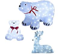 Set 3 Decorazioni Natalizie di luci LED Renna Seduta Orso Seduto Orso in Cammino da Esterno o Interno luminosi per addobbi natale casa giardino