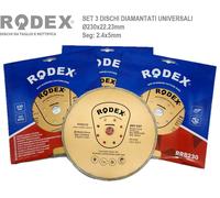 SET 3 DISCHI DIAMANTATI UNIVERSALI CORONA LISCIA RODEX 230X22.23 2.4X5mm