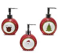 Set 3 Dispenser Sapone Natalizio in Ceramica Babbo Natale, Renna e Albero Arredo Bagno Cucina 16x10 cm - Idea Regalo Natale