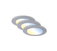 BRILONER - Set di 3 luci da incasso LED a soffitto, luci da incasso CCT, faretto da incasso LED per bagno, faretto da incasso per bagno IP44, cromo opaco, 92x45 (DxH)