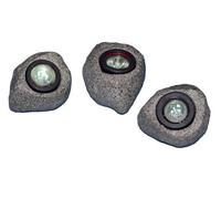 Set 3 Faretti per Laghetti da Giardino a LED 10W Incassati in Rocce Artificiali