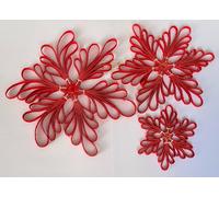 Set 3 Fiocchi Neve Rosso Tessuto Bianco Decoro da Appendere EDG Enzo De Gasperi