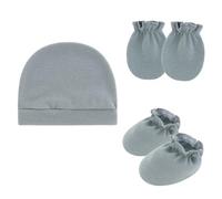 Set 3 Guanti Resistenti Ai Graffi Per Cappello E Piedino Guanti in Cotone Traspiranti Con Cuffia Set Calzini Essenziali Per Bambini Da 0 a 6 Mesi