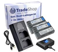 Set 3 in 1: 2 batterie + USB-C doppia batteria Dual LCD caricatore rapido per 2 batterie combinate con Nikon D80 D80s D90 D200 D200s D300 D700 D900 D100 D300s