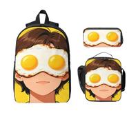 Set 3 in 1 con maschera per gli occhi all'uovo fritto, borsa da viaggio per il pranzo