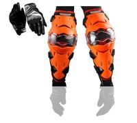 Set 3 In 1 Di Ginocchiere E Gomitiere Da Moto Con Guanti, Protezione Completa, Certificazione CE, Ammortizzante, Cinghie Regolabili, Per Motocross Fuoristrada E MTB,Orange- Elbow pads