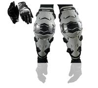 Set 3 In 1 Di Ginocchiere E Gomitiere Da Moto Con Guanti, Protezione Completa, Certificazione CE, Ammortizzante, Cinghie Regolabili, Per Motocross Fuoristrada E MTB,Grey- Elbow pads
