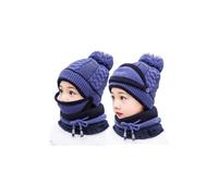 Set 3 in 1 di sciarpa e cappello invernale lavorato a maglia per genitori e figli con accessorio staccabile