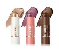 Set 3 in 1 di stick per il trucco del viso, balsamo per il contorno del fard, tonalità profonde per un bagliore naturale