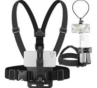 Set 3 in 1 Supporto Mani Libere - Cinghia per il Petto + Supporto Testa + Collo Compatibile con GoPro Telefono Action Camera Chest Mount