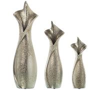 SET 3 JARRONES CERÁMICA PLATA_14X11X48+12X9X38+9X8X28CM