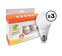 Set 3 Lampade LED a Goccia 9W 3000K Risparmio Energetico E27 Luce Calda