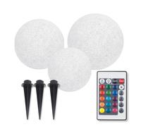 Set 3 Lampade Solari EASYmaxx LED Cambia Colore Pietra Grigio/Bianco