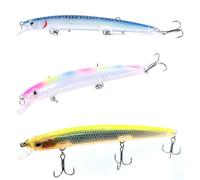 Set 3 Long Jerk Minnow Spinning Spigola Serra Barracuda Pesca Mare Esca Artificiale