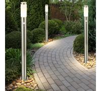 Set 3 Luci Standleuchte Veranda Esterno DxH 7,8x110 cm Sensor IP44 Acciaio [EEK: Nicht bewertet]