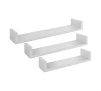 Set 3 mensole a parete a U scaffale sospeso legno mdf bianco grigio noce