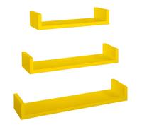Set 3 Mensole da Parete 60-50-40x15,5x8 cm in Fibra di Legno Calamita Giallo Canarino