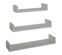 Set 3 Mensole da Parete 60-50-40x15,5x8 cm in Fibra di Legno Calamita Grigio Sasso