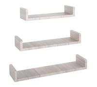 Set 3 Mensole da Parete 60-50-40x15,5x8 cm in Fibra di Legno Calamita Rovere Grigio