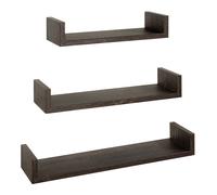 Set 3 Mensole da Parete 60-50-40x15,5x8 cm in Fibra di Legno Calamita Rovere Scuro