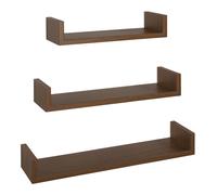 Set 3 Mensole da Parete 60-50-40x15,5x8 cm in Fibra di Legno Calamita Rovere Tabacco