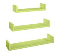 Set 3 Mensole da Parete 60-50-40x15,5x8 cm in Fibra di Legno Calamita Verde