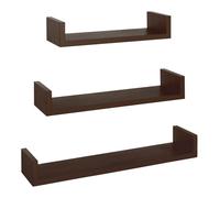 Set 3 Mensole da Parete 60-50-40x15,5x8 cm in Fibra di Legno Calamita Wengè