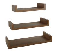 Set 3 Mensole da Parete 60-50-40x23,7x8 cm in Fibra di Legno Calamita Maxi Rovere Tabacco