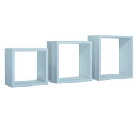 Set 3 Mensole da Parete Cubo in Fibra di Legno Incubo Blu Baltico